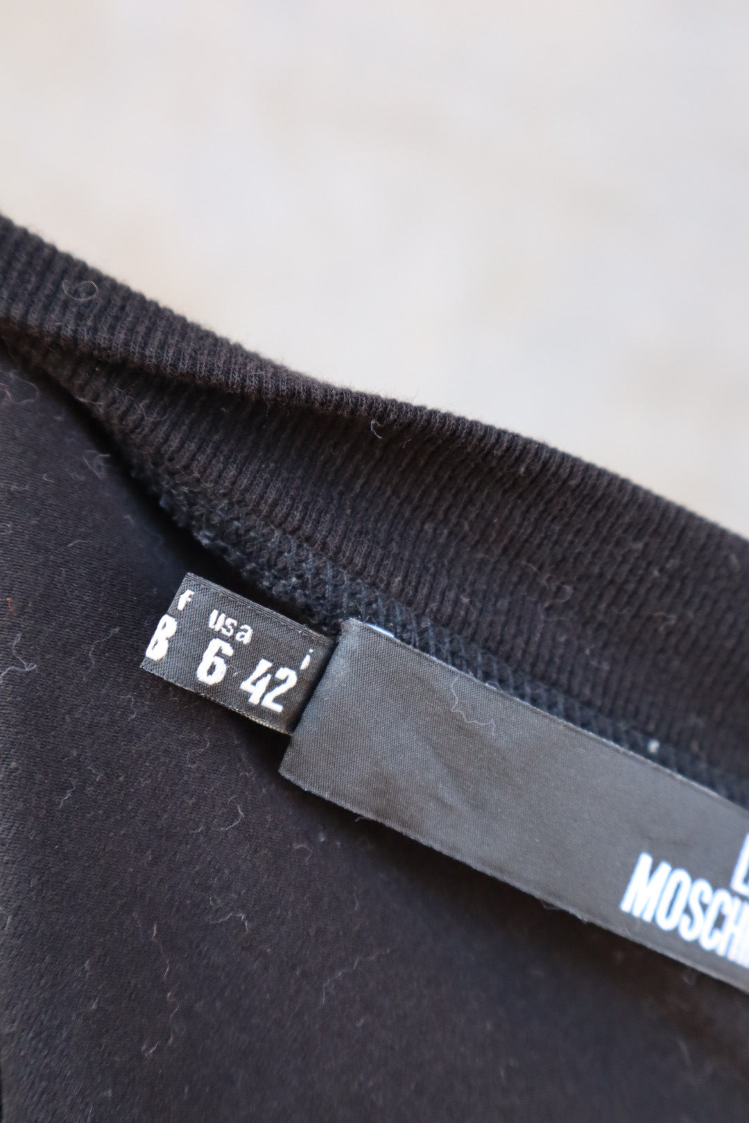 LOVE MOSCHINO longsleeve, cutout patchwork letters, size L