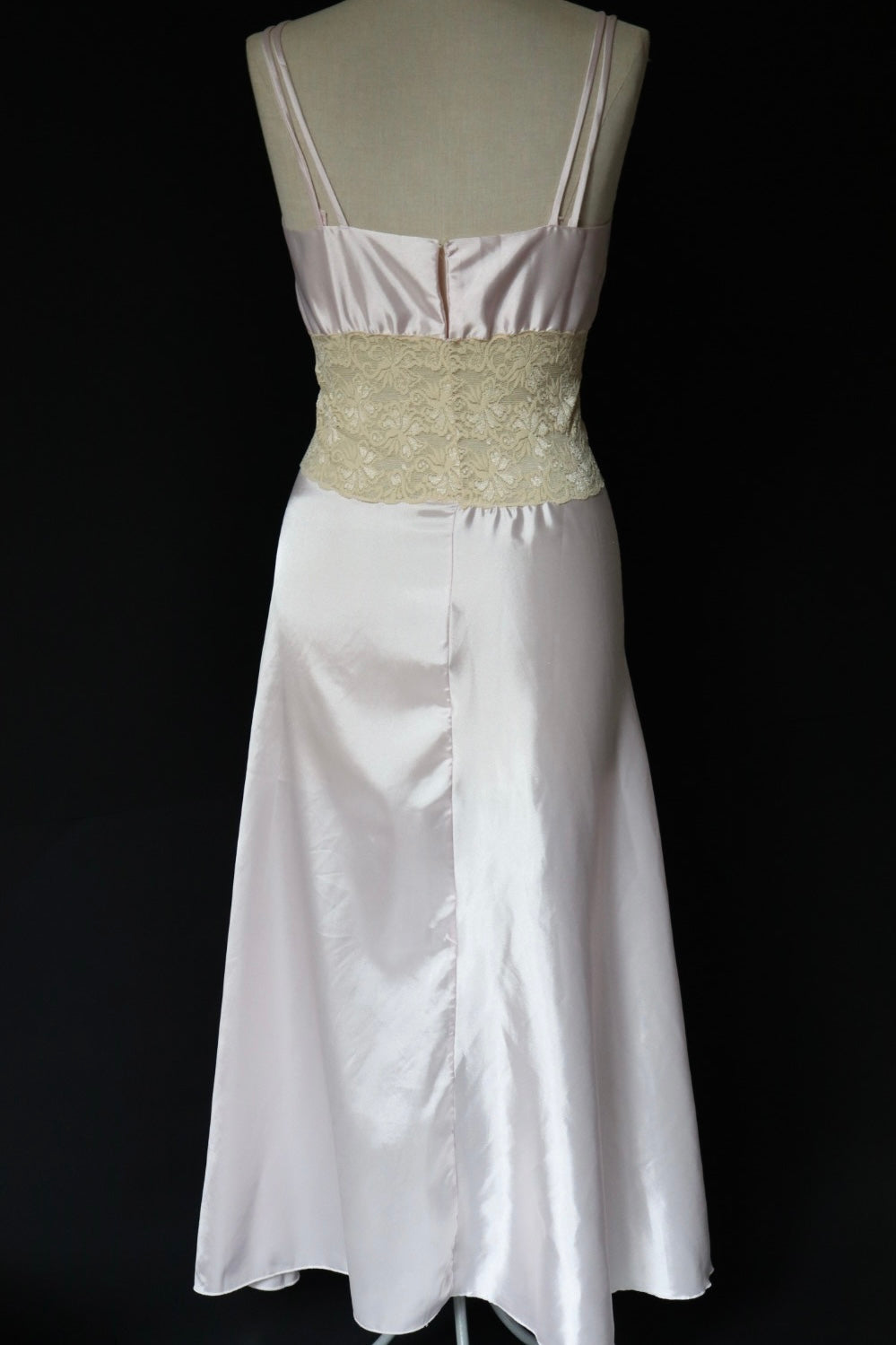 Nina Ricci long satin and lace soft pink slipdress size S - M