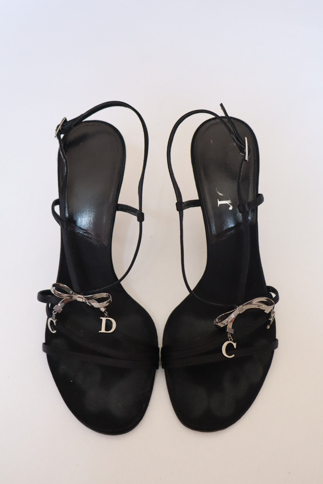 Dior By John Galliano black heels with silver hardware ‘CD’ bow size 39 (us 8)