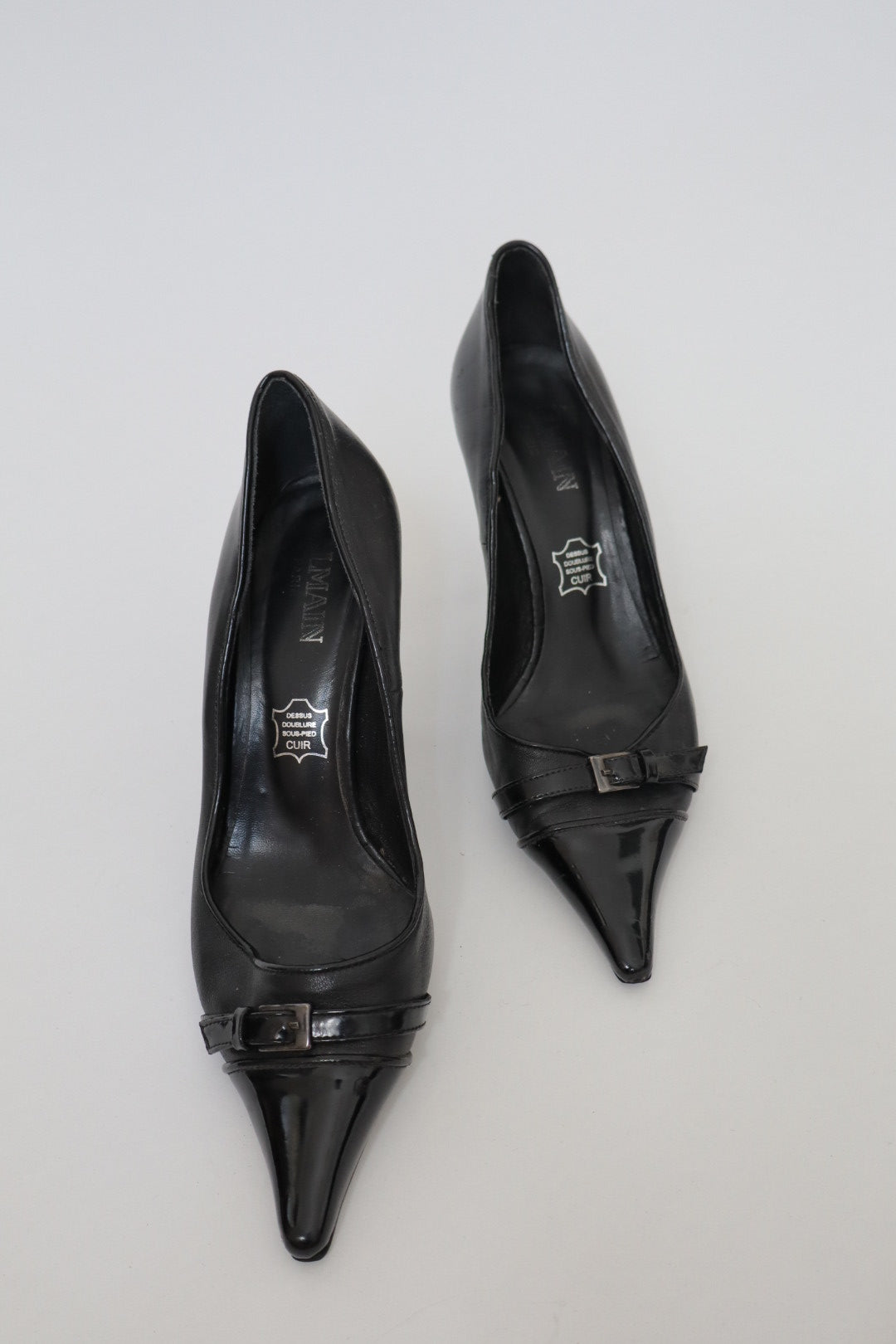 Black leather Balmain heels early 2000’s size 38 /us7.5