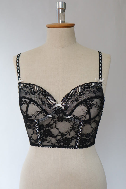 Black bustier size M with lace