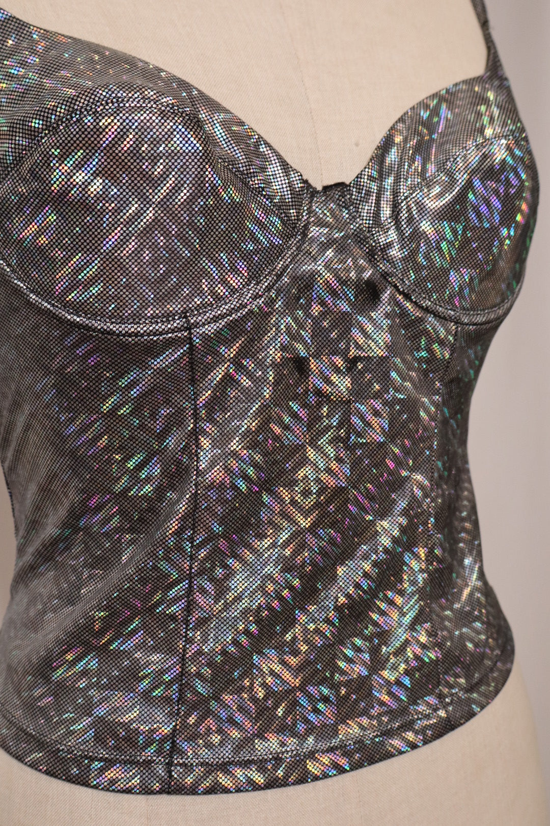 1980’s holographic bustier size medium - stretchy fabric