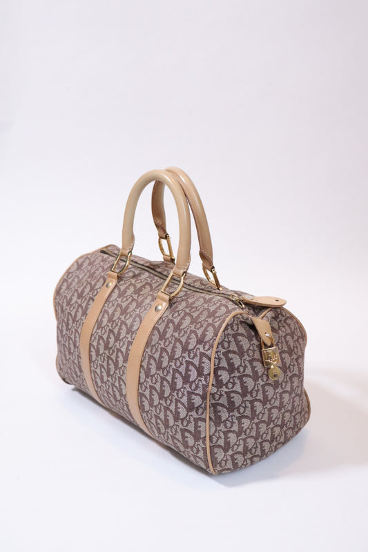 Dior brown monogram/oblique trotter Boston bag