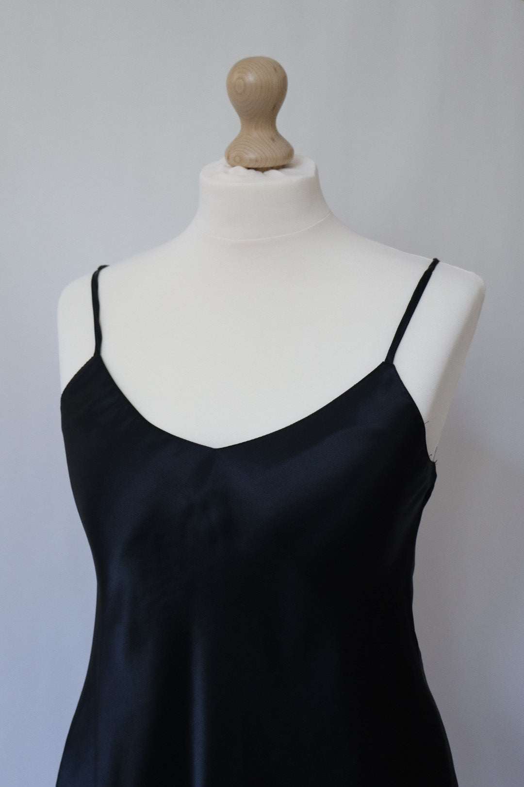 Black satin slipdress size Large