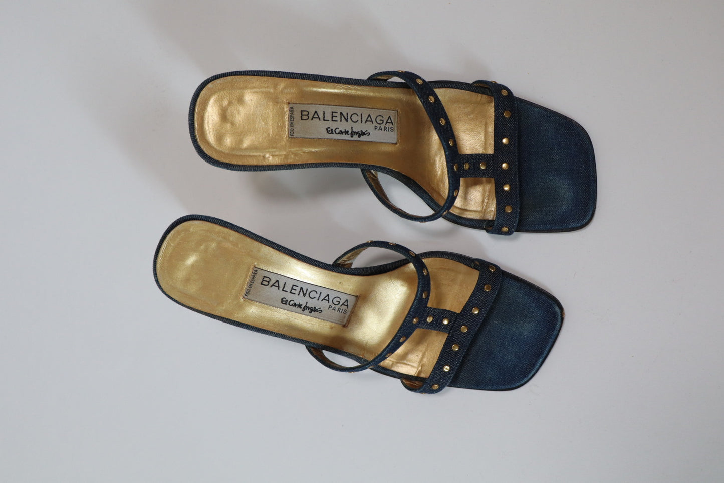 Balenciaga jeans heels with stud details and gold inside size 38
