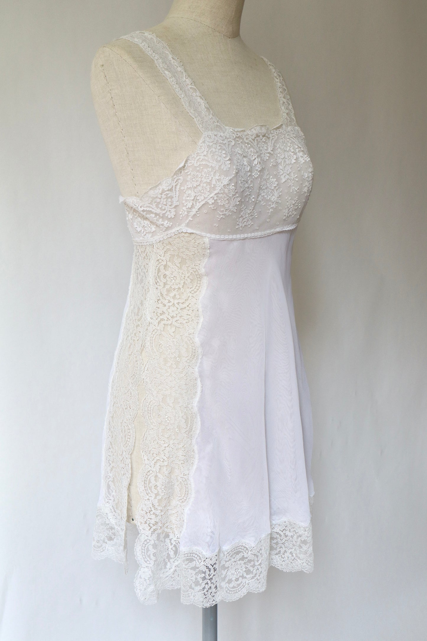 Christian Dior White see trough lacy slipdress size M