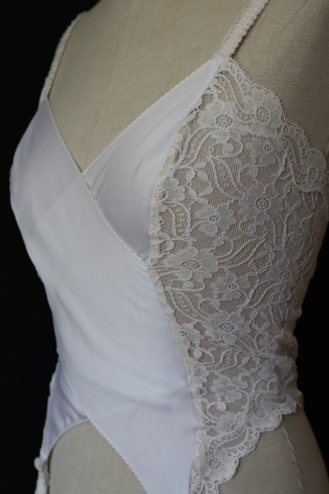 White Christian Dior bustier / top satin with lace sides size Medium