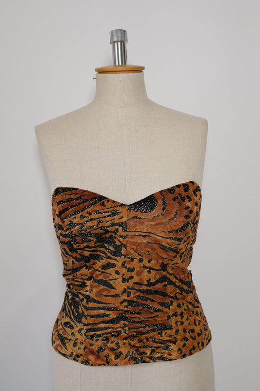 1980’s Tiger print bustier size L