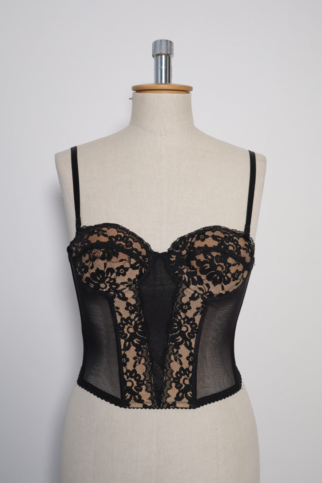 Black bustier with lace details and see trough back and sides