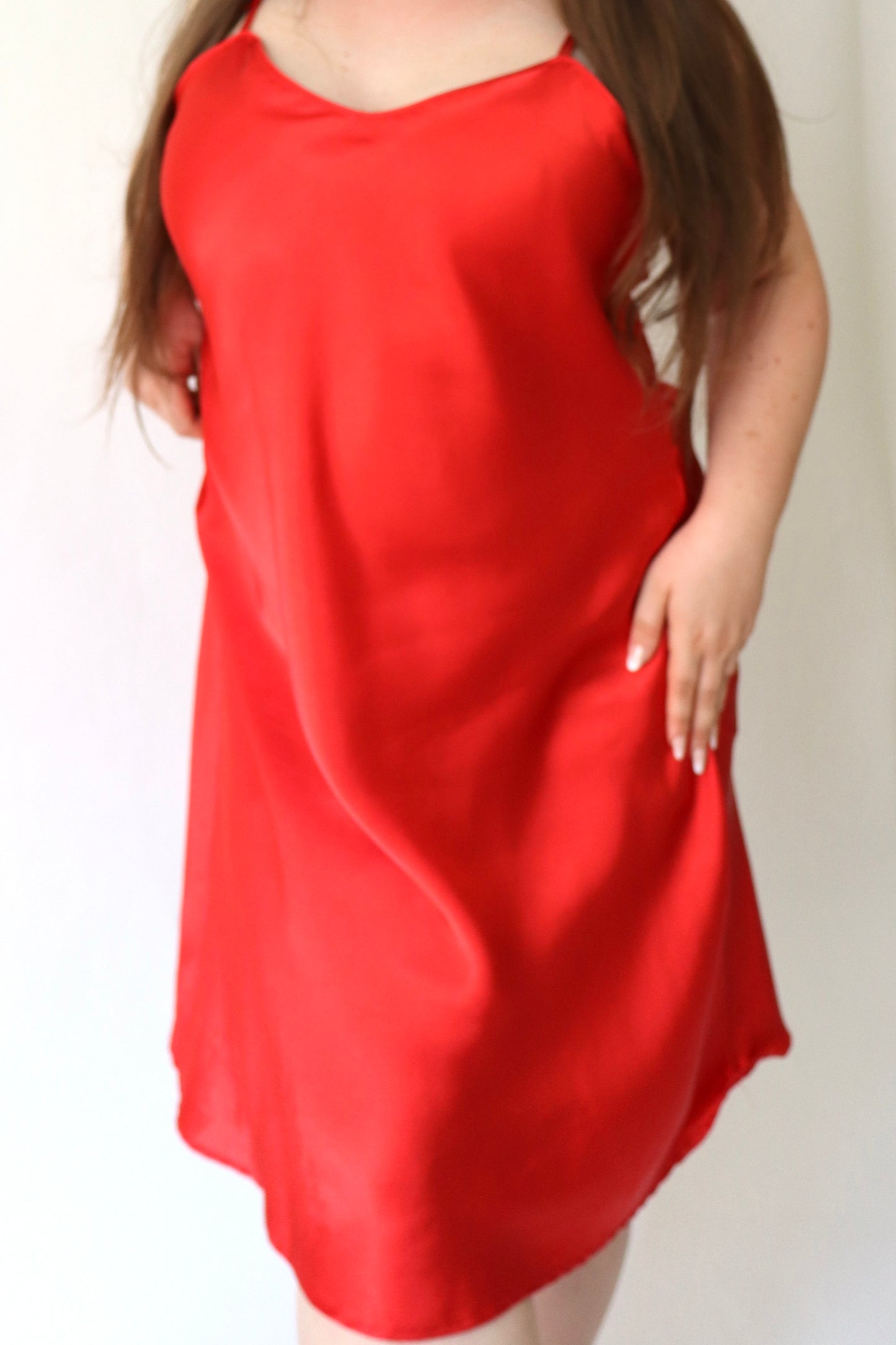 1990’s red satin slipdress size XXXL