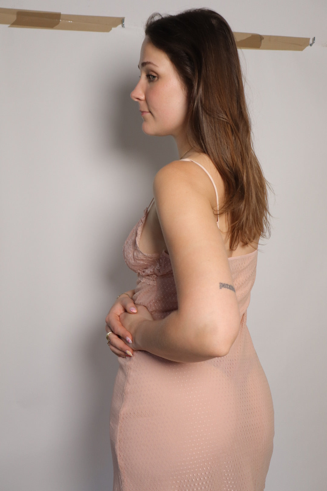 Pink see trough slipdress size M