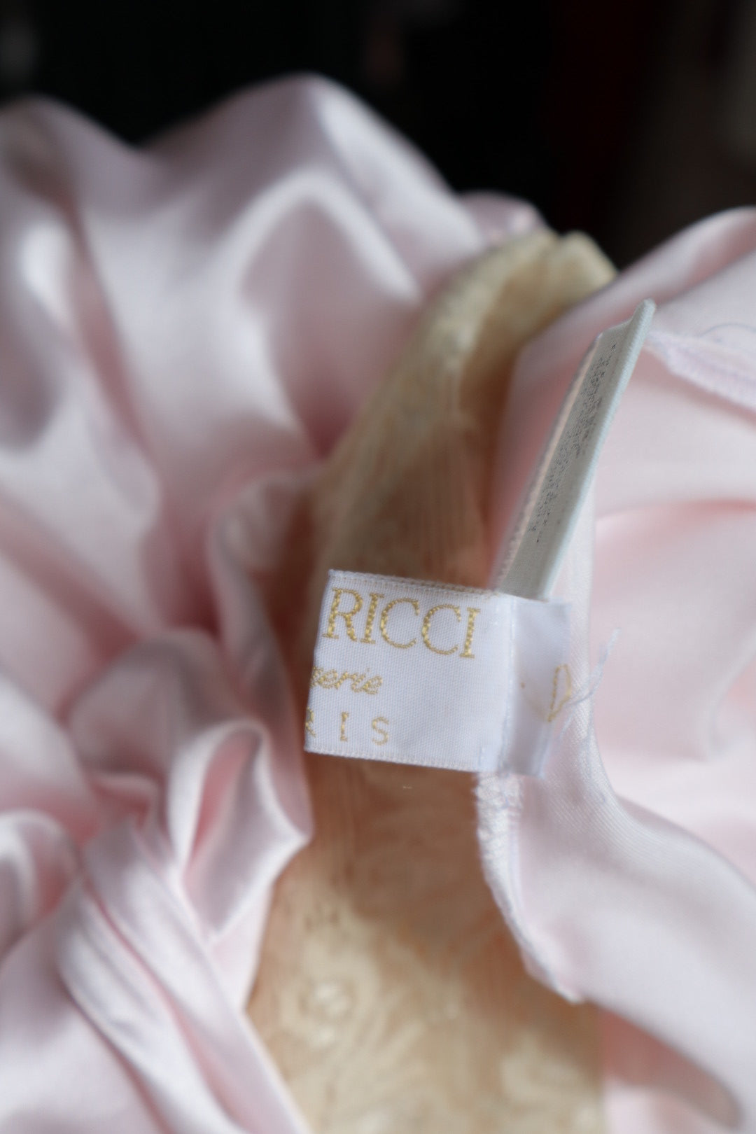 Nina Ricci long satin and lace soft pink slipdress size S - M