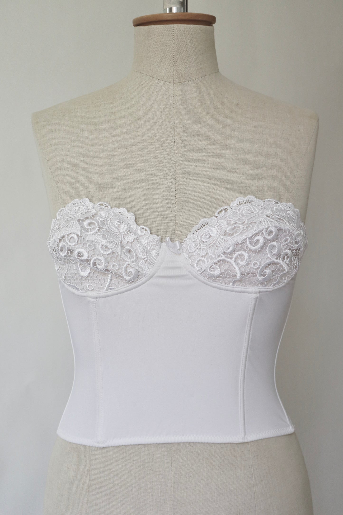 White bustier with lace cups size medium