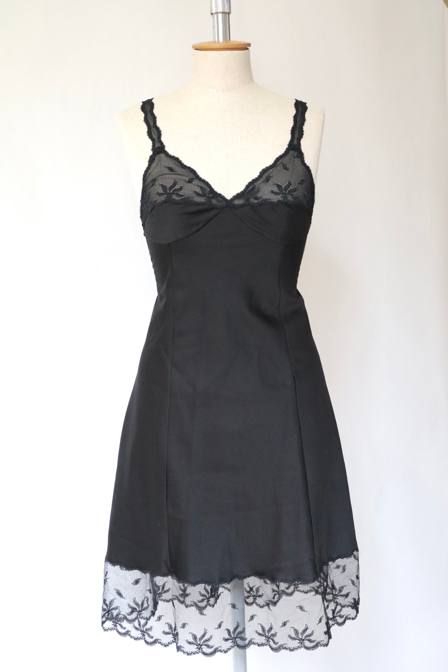 Christian Dior black slipdress with lace details size Large / extra large