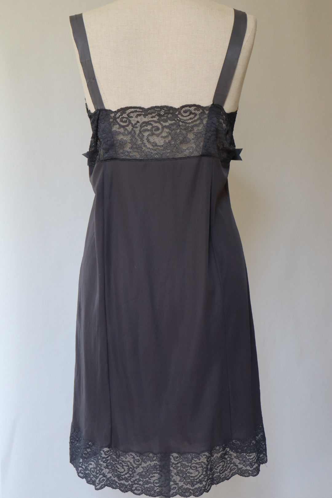 Grey Christian Dior slipdress with lace and bows size M