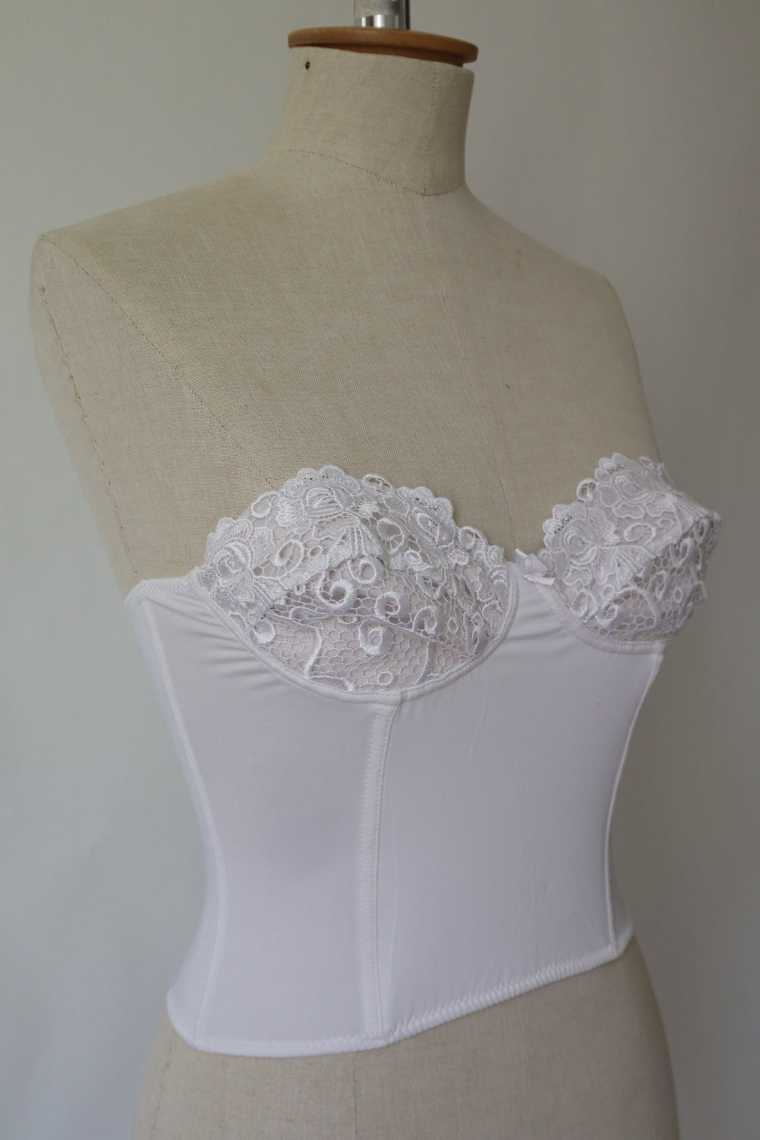 White bustier with lace cups size medium