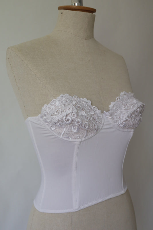 White bustier with lace cups size medium
