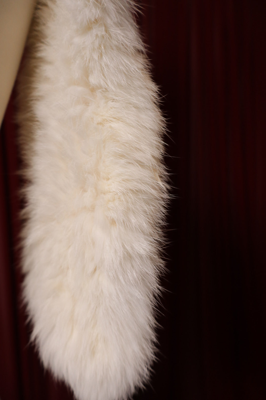 Long white rabbit fur shawl