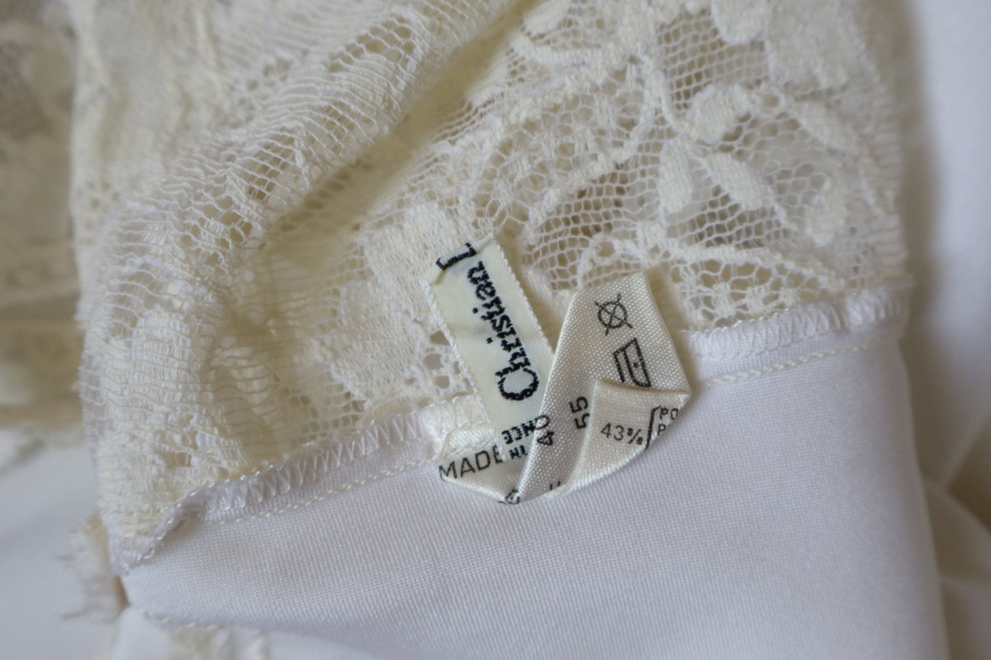 White Christian Dior bustier / top satin with lace sides size Medium