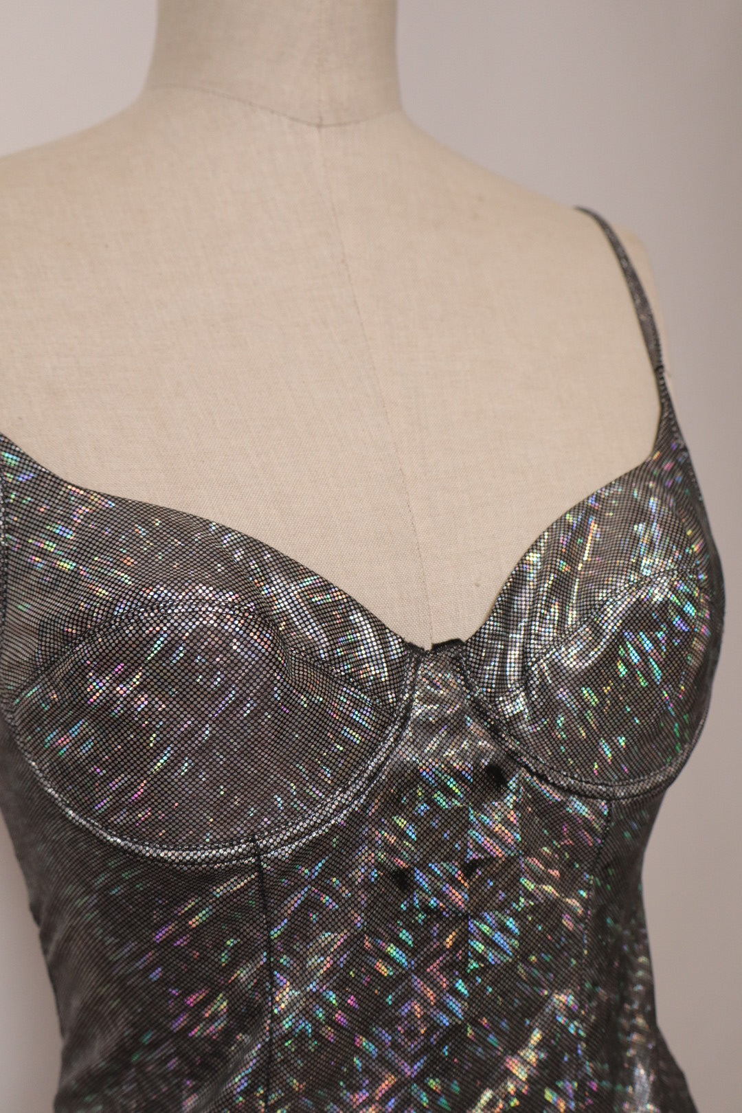 1980’s holographic bustier size medium - stretchy fabric