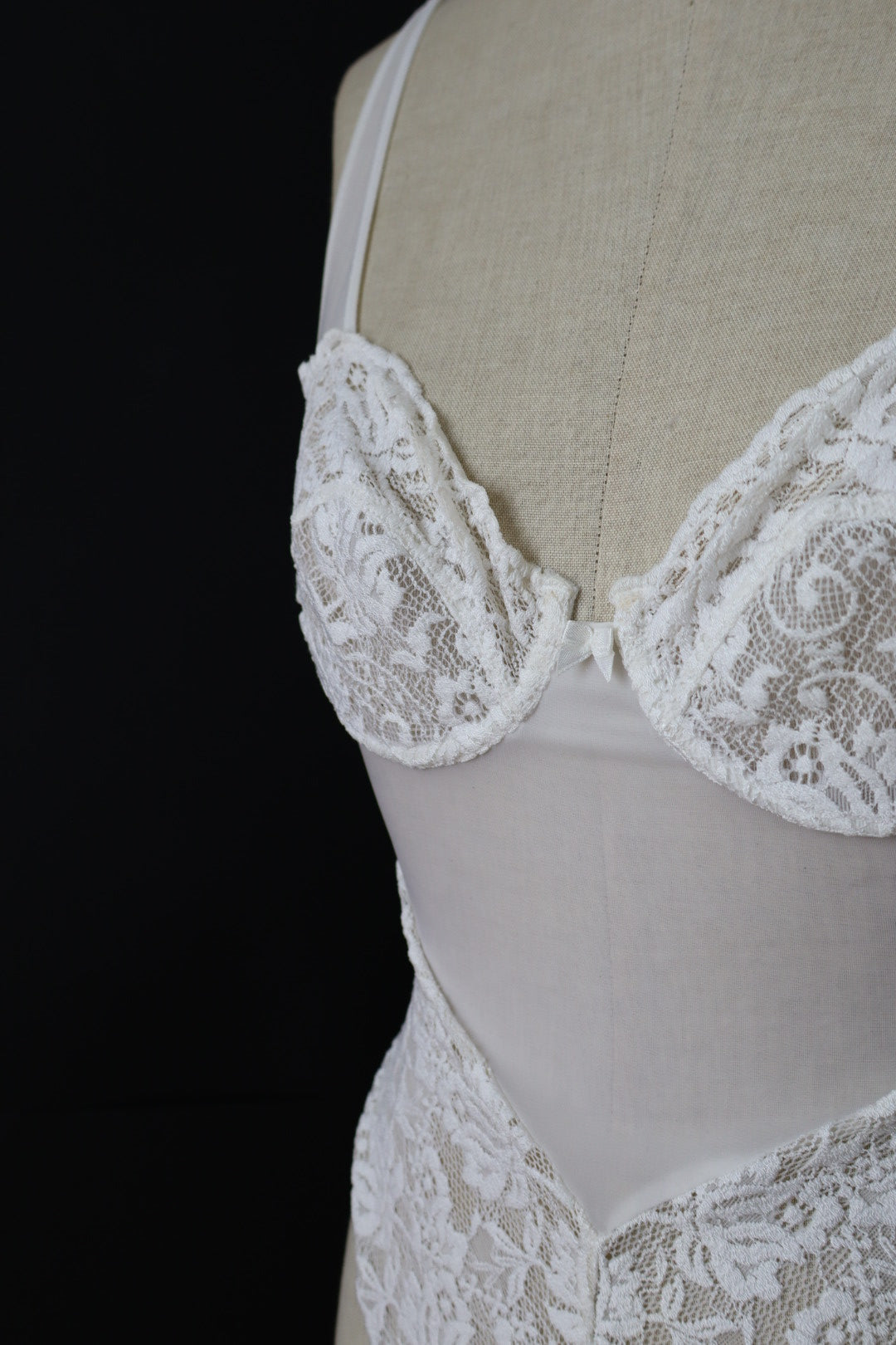 White see trough lace body size XS, made in France