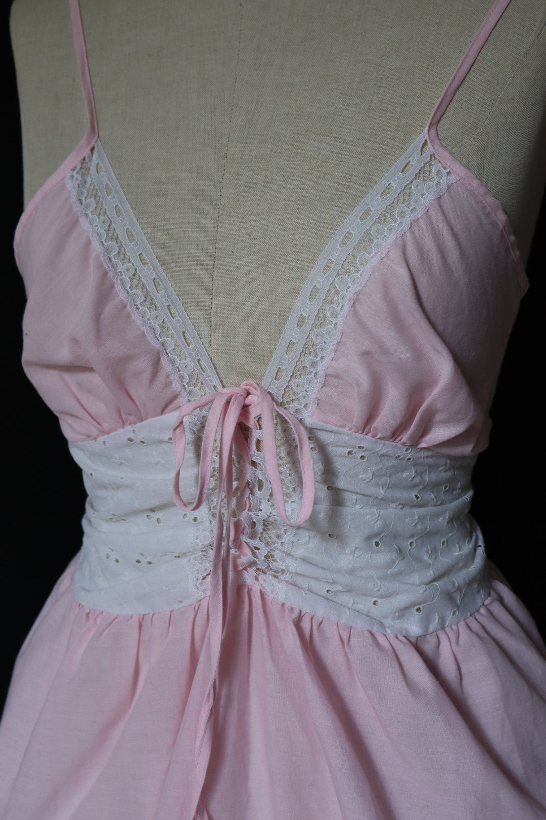Pink & white laced up top size XL