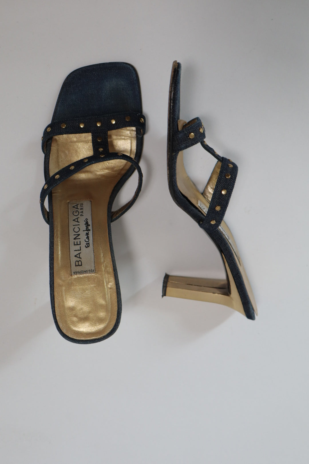 Balenciaga jeans heels with stud details and gold inside size 38