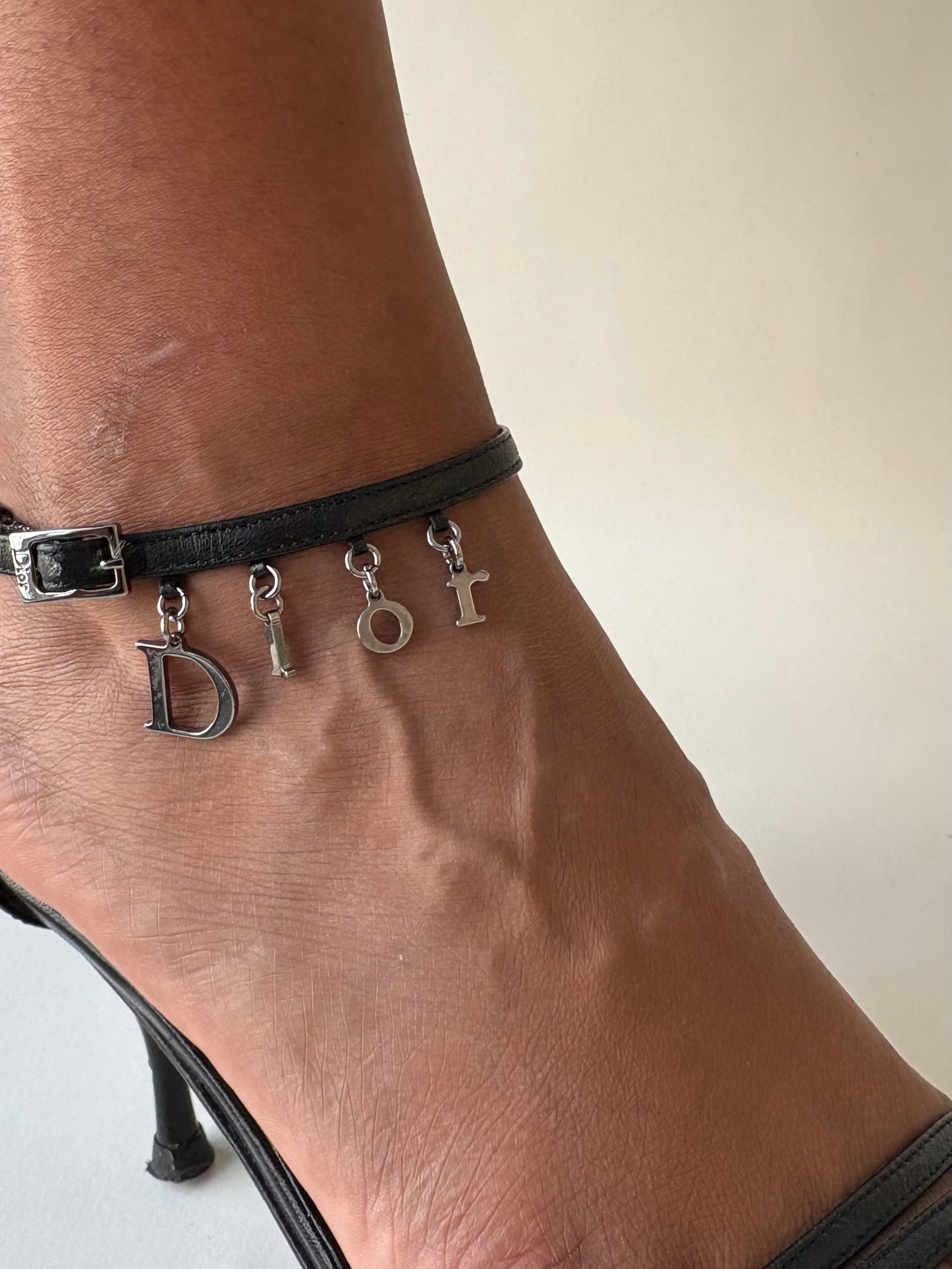 Dior by John Galliano black leather heels with Dior logo in silver hardware size 37.5