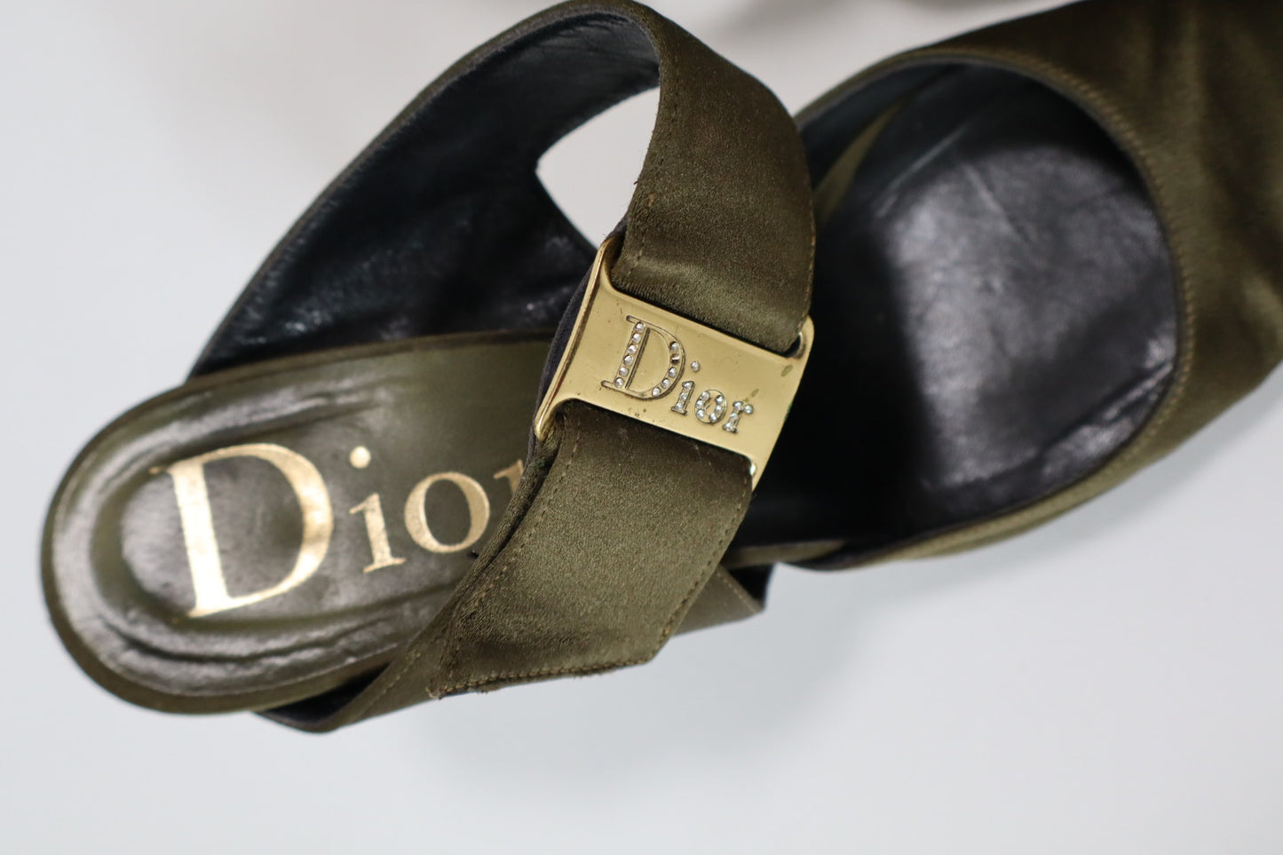 Dior by John Galliano Spring/Summer 2003 silk heels with strass logo size 35.5