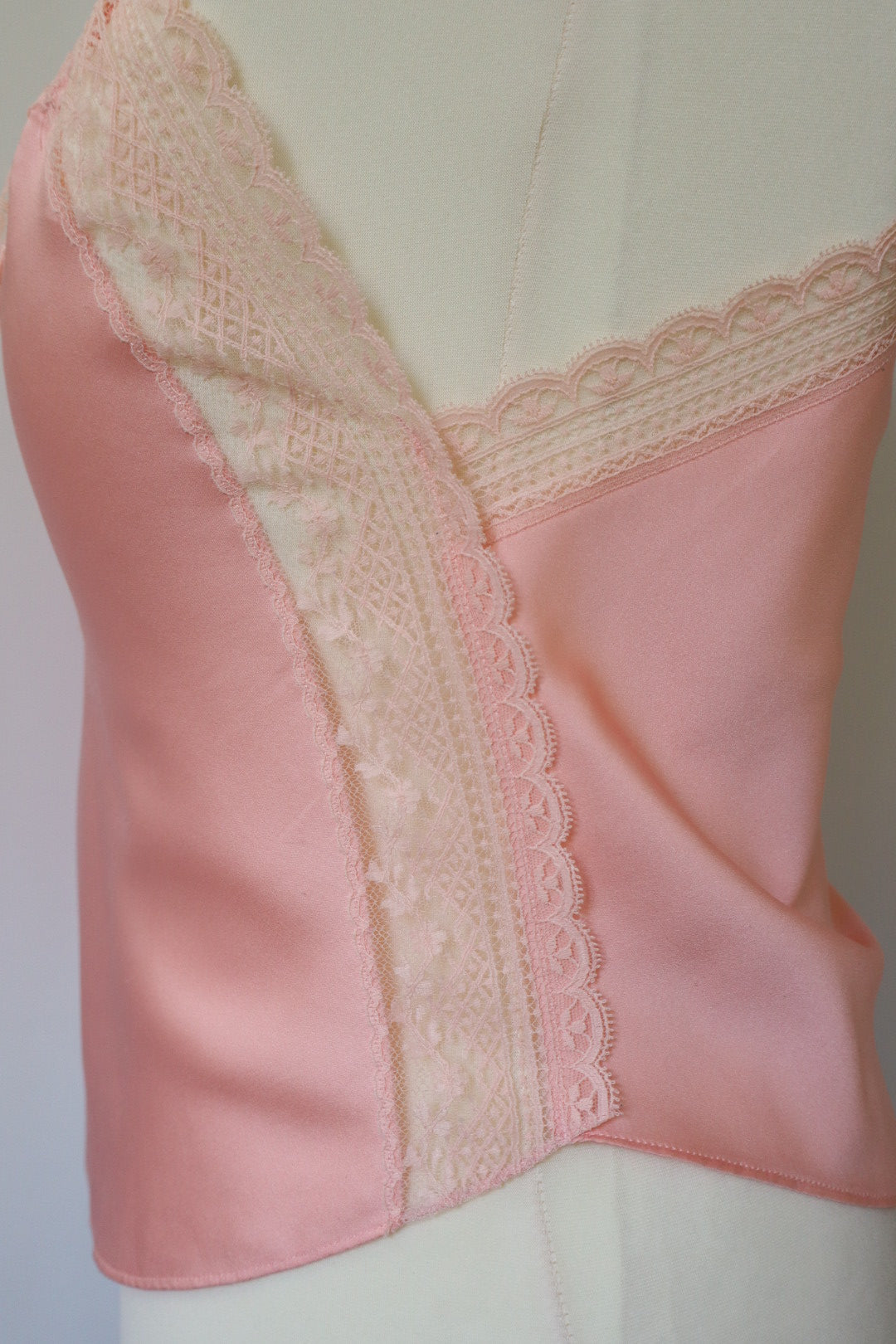 Pink Christian Dior top satin with lace sides size XL