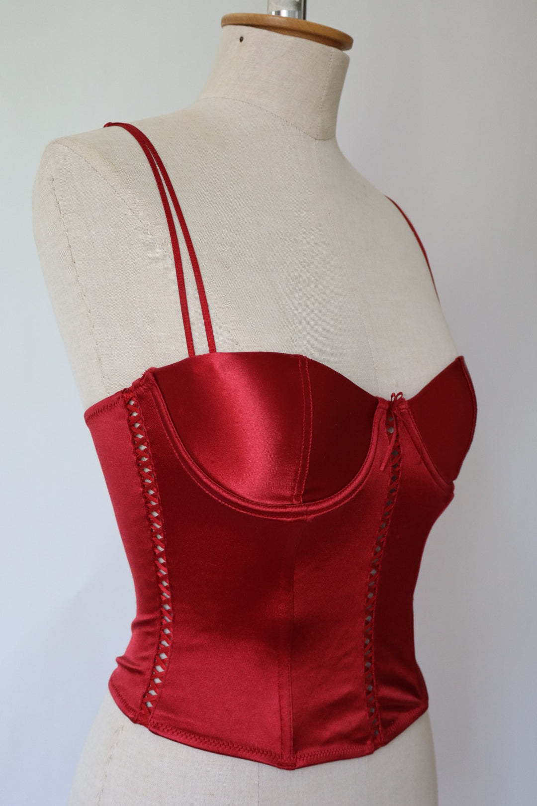 Red satin bustier size small - B cup