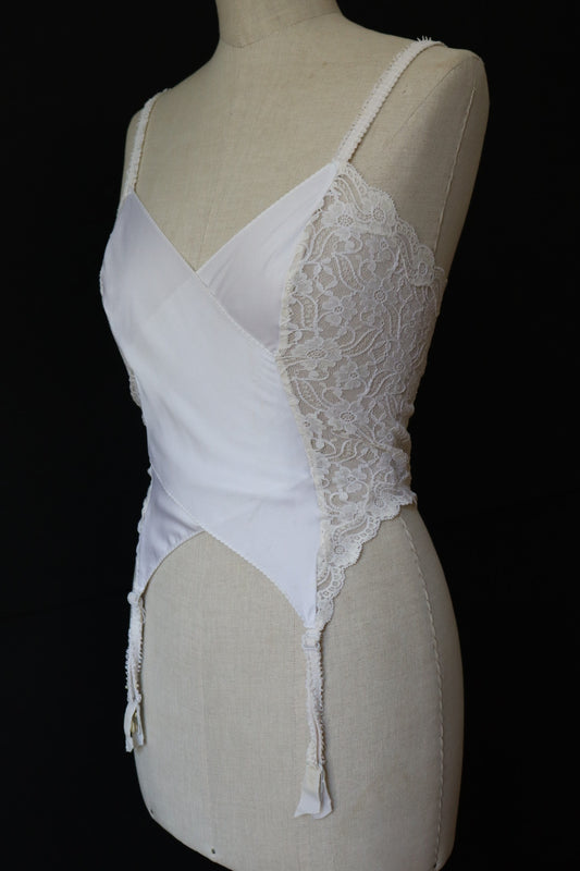 White Christian Dior bustier / top satin with lace sides size Medium