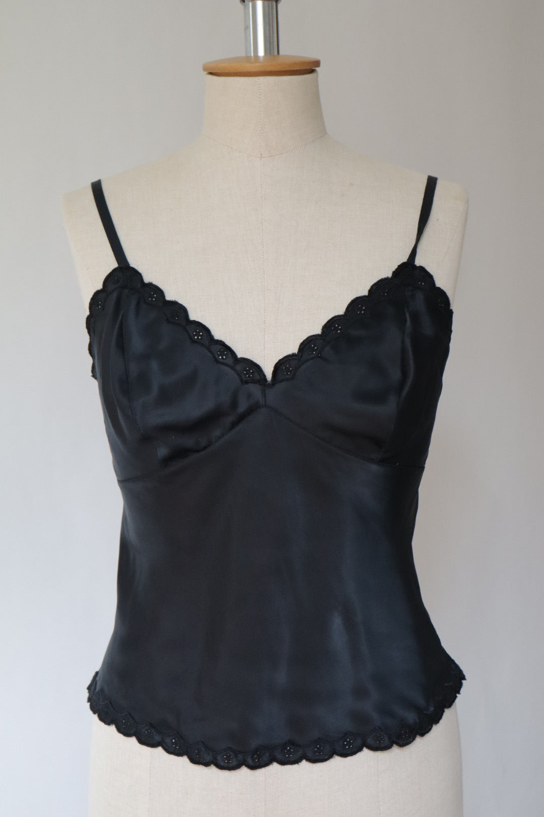 Christian Dior black satin top size medium