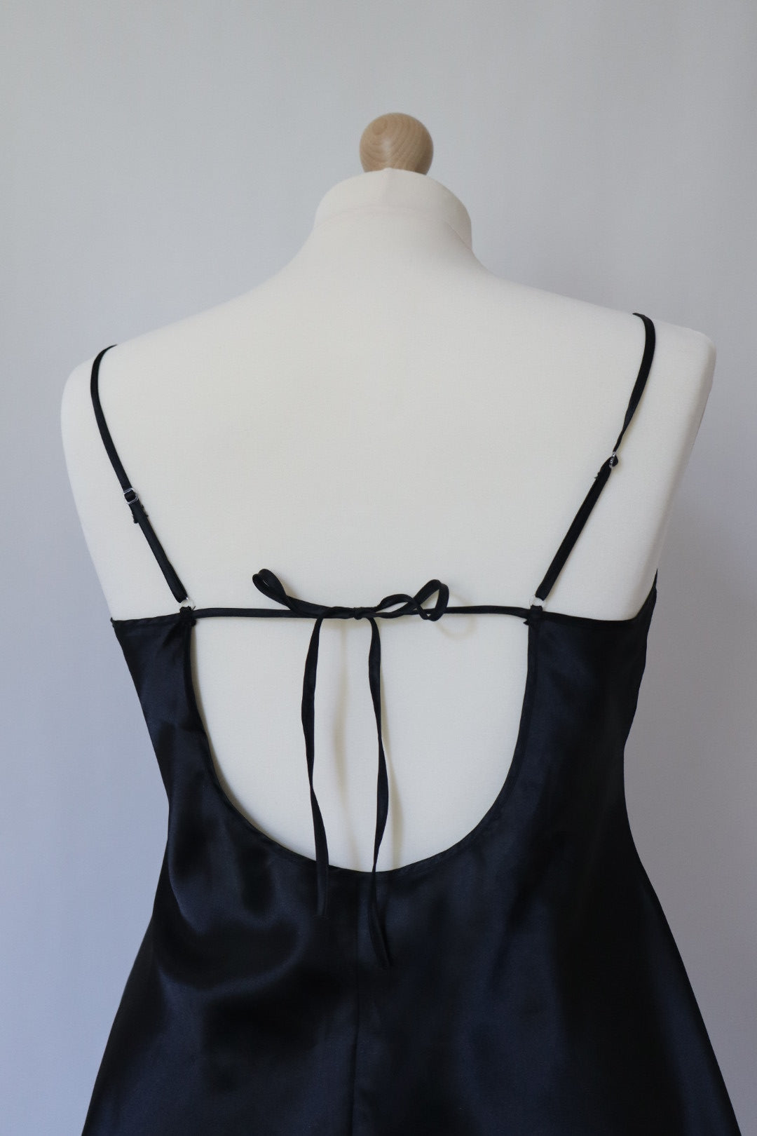 Black satin slipdress size Large open back