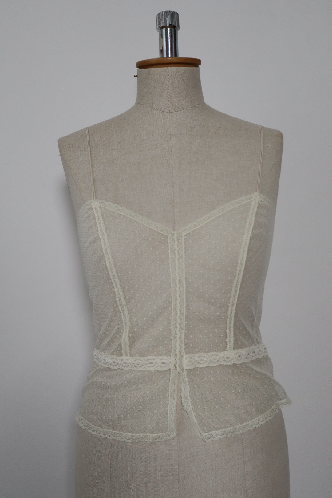 Transparent lingerie top size M with little polka dots