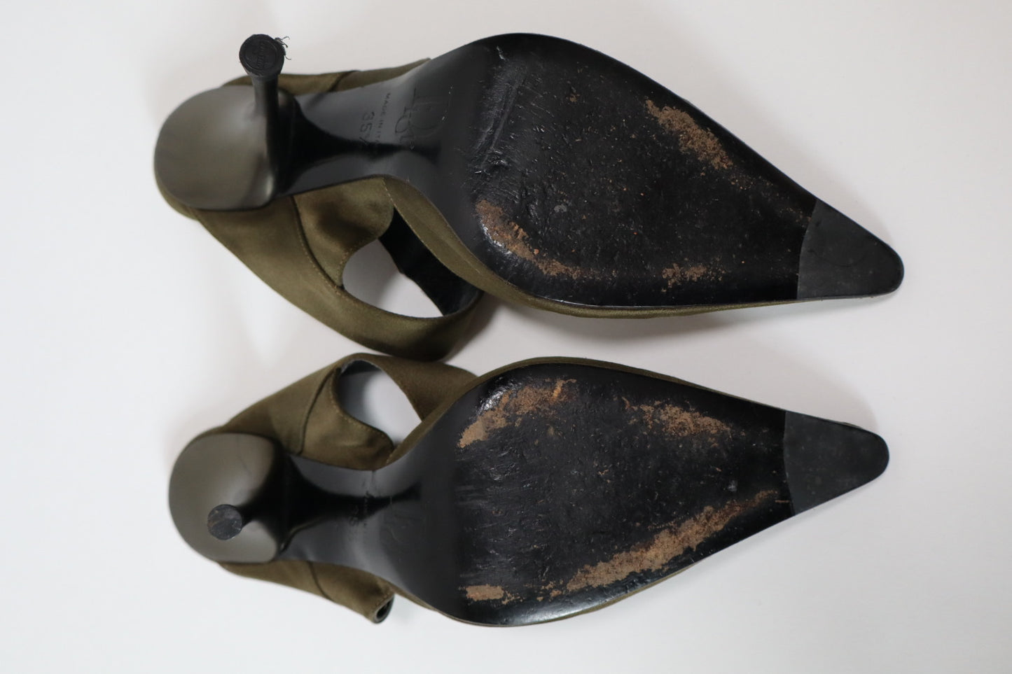 Dior by John Galliano Spring/Summer 2003 silk heels with strass logo size 35.5
