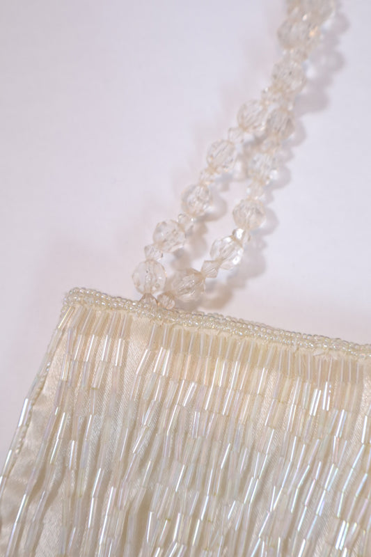 Crème beaded satin purse