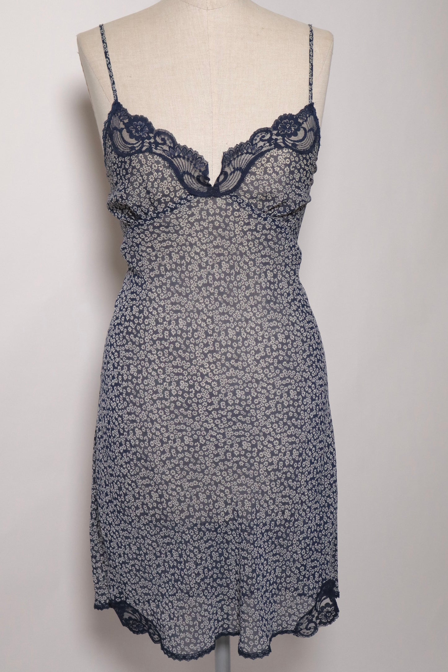 Dark blue flowerprint slipdress size medium