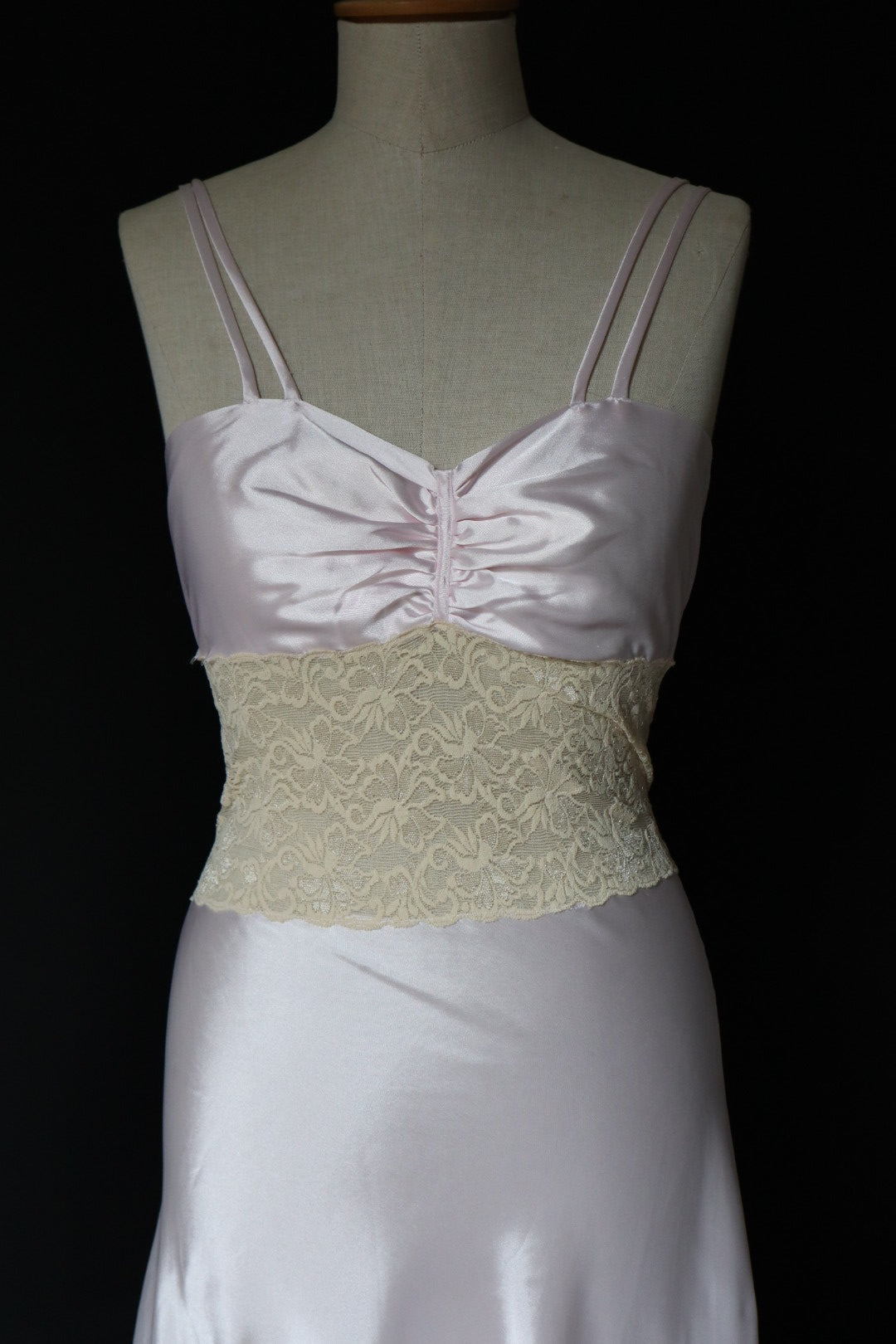 Nina Ricci long satin and lace soft pink slipdress size S - M