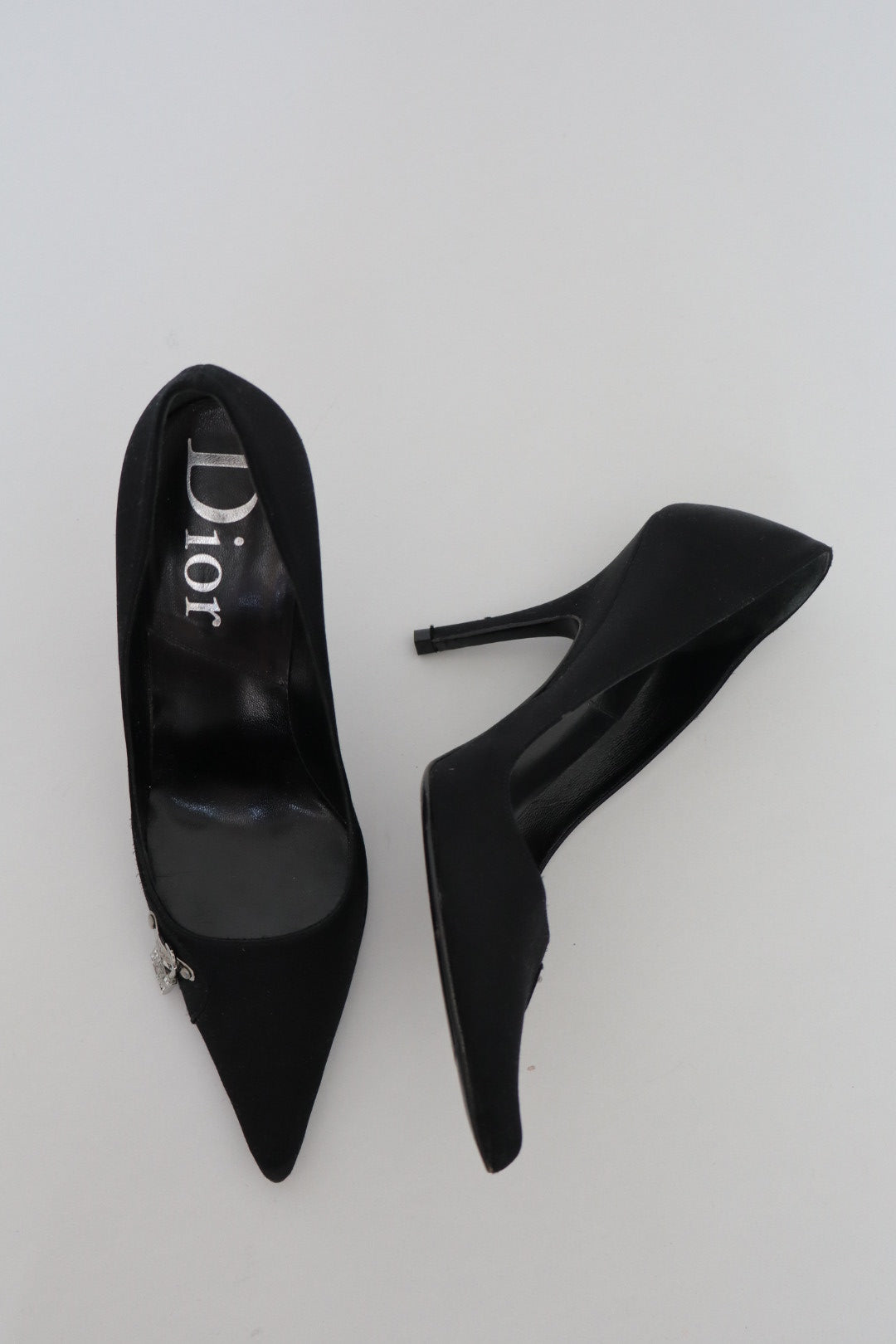 Black silk Christian Dior by John Galliano heels F/W 2003 with lock&key size it36.5 us6