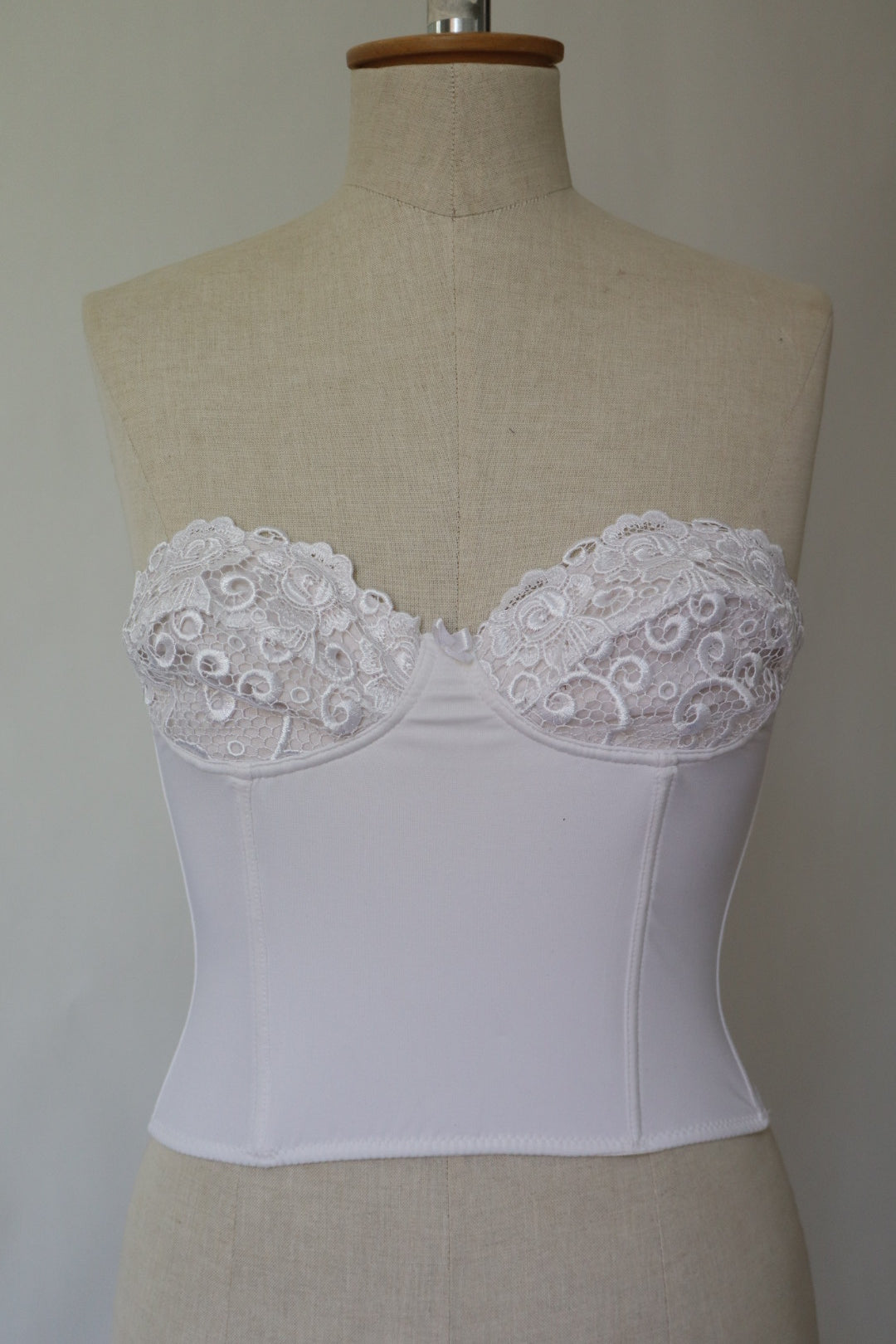 White bustier with lace cups size medium