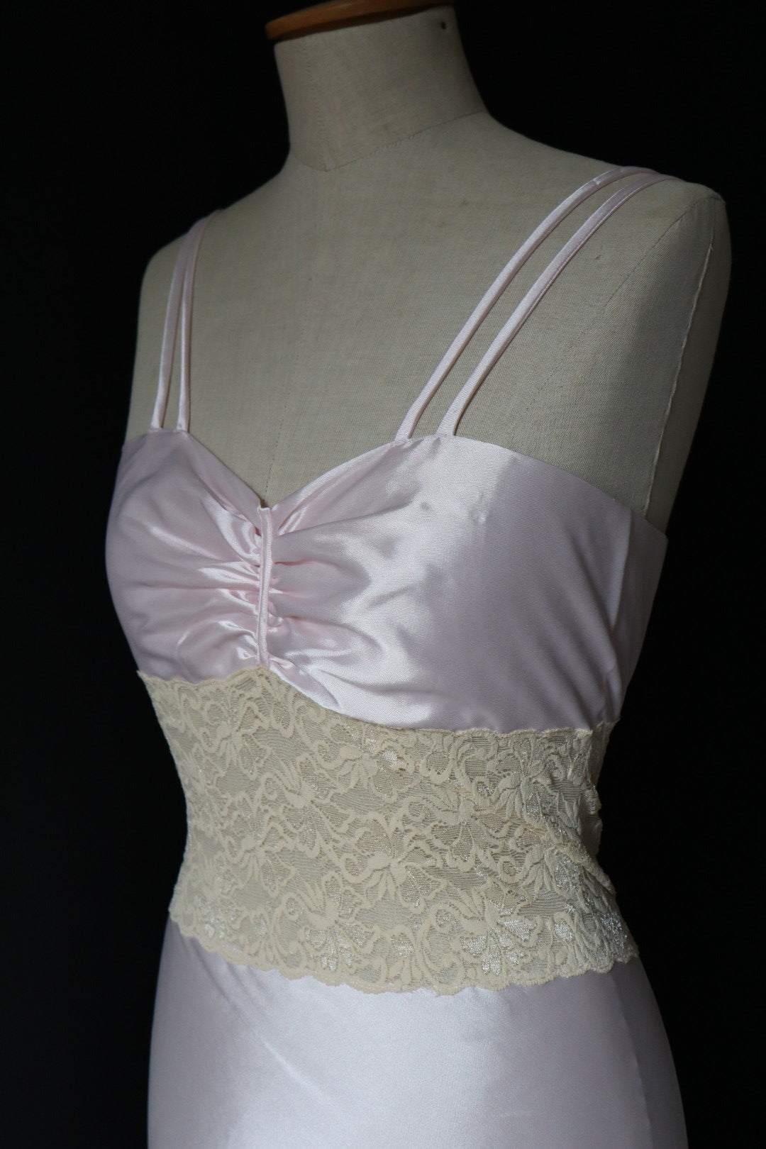 Nina Ricci long satin and lace soft pink slipdress size S - M