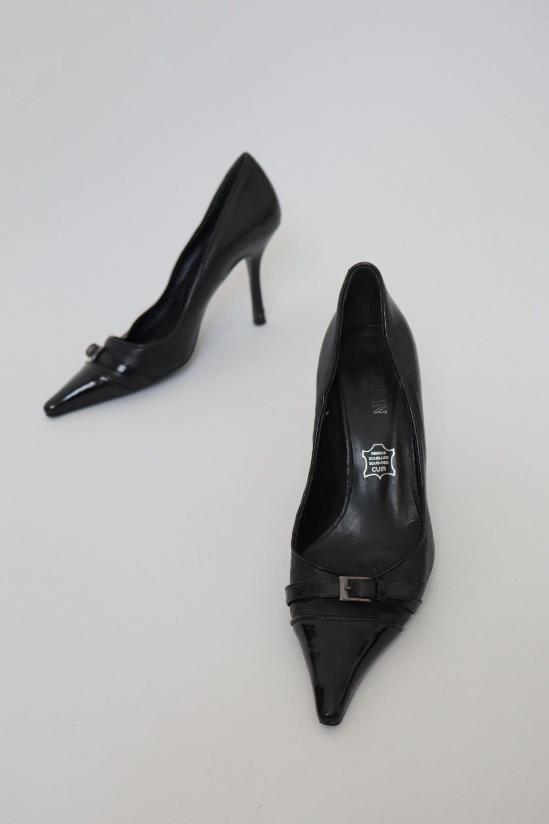 Black leather Balmain heels early 2000’s size 38 /us7.5