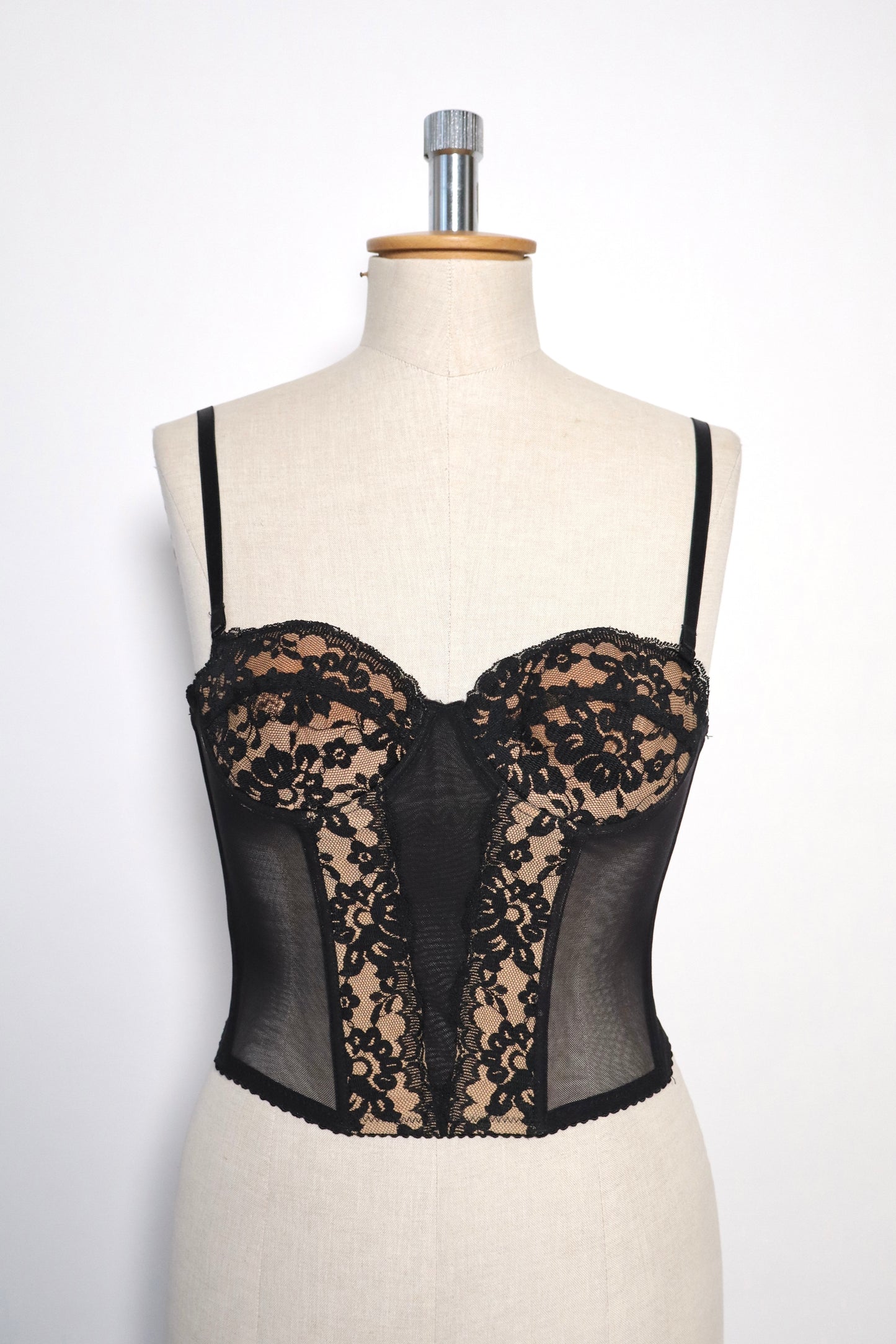 Black bustier with lace details and see trough back and sides