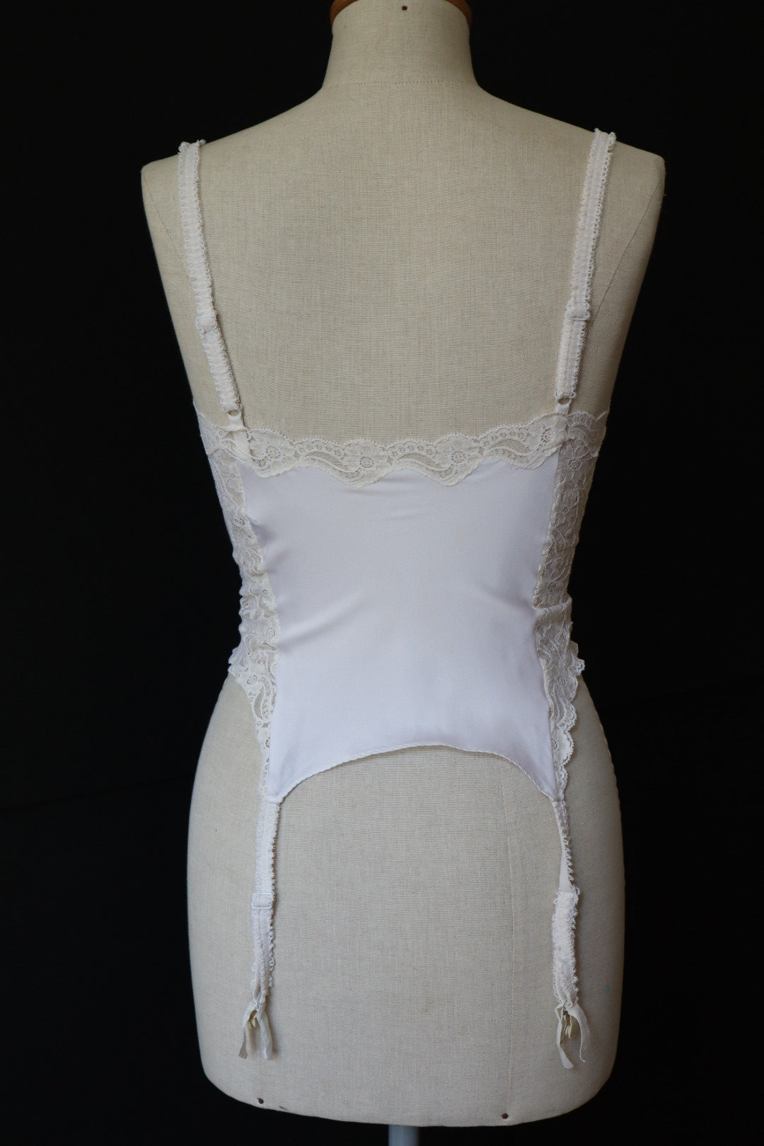 White Christian Dior bustier / top satin with lace sides size Medium