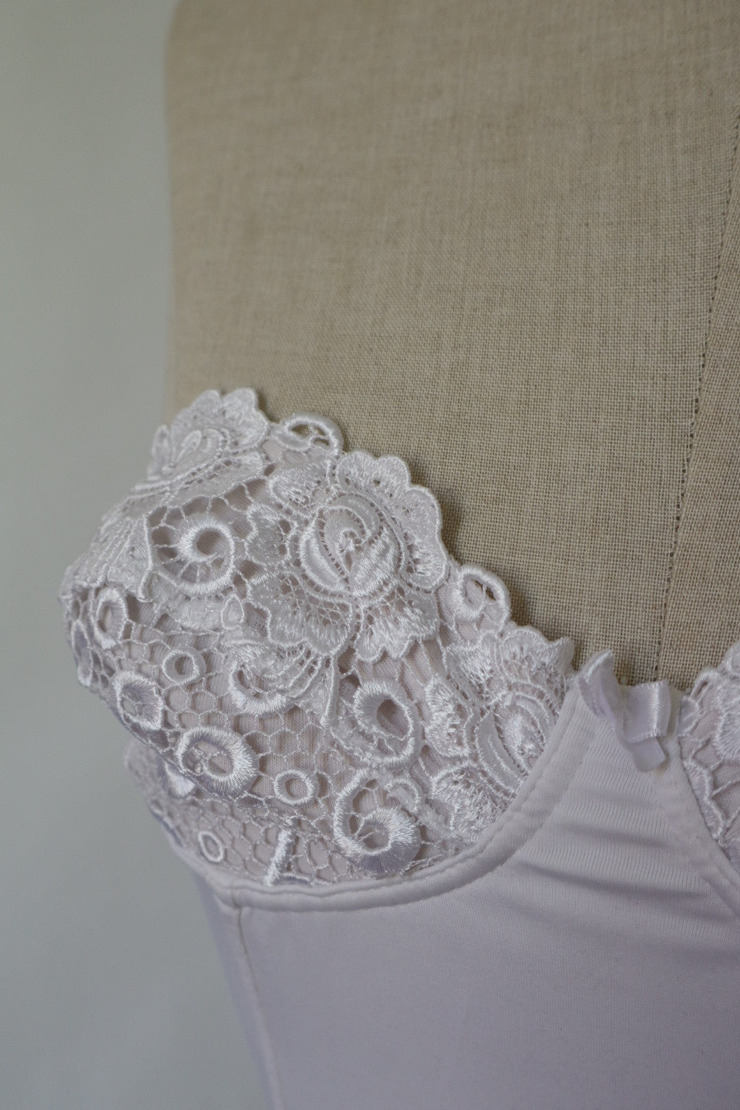 White bustier with lace cups size medium