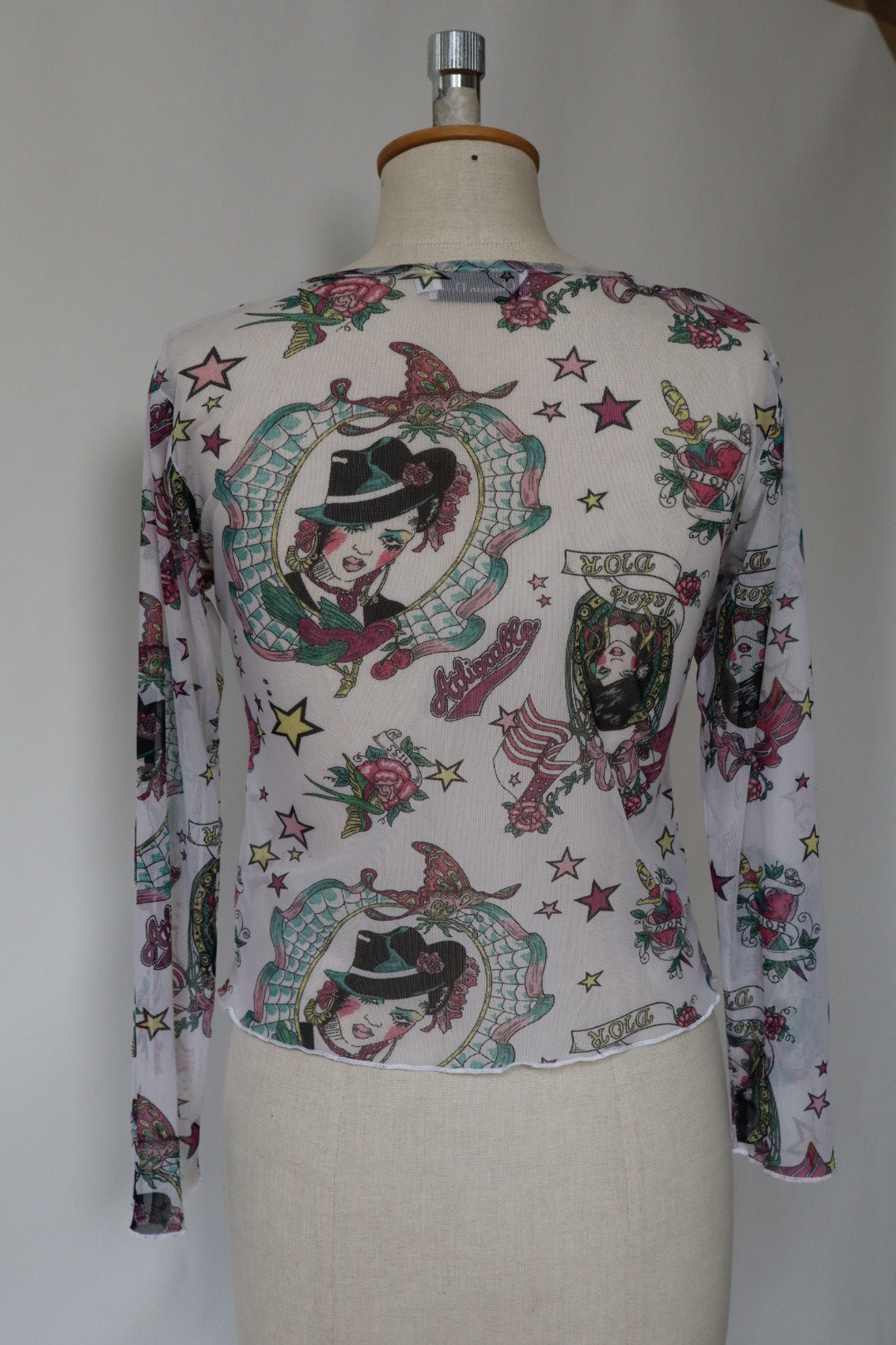 Dior by John Galliano S/S 2004 gypsy tattoo print see trough cardigan - size S up to L