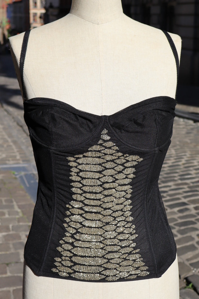 Roberto Cavalli beaded black bustier size L