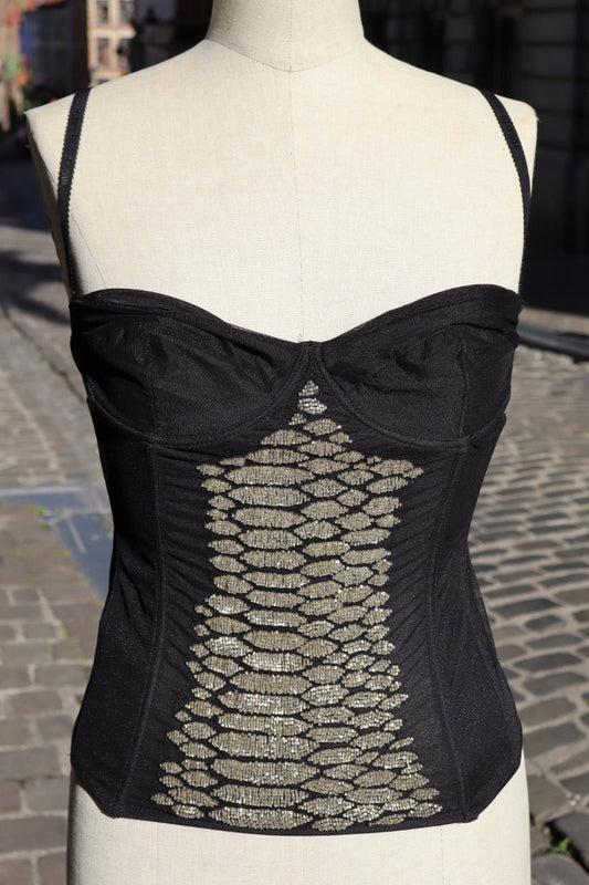 Roberto Cavalli beaded black bustier size L