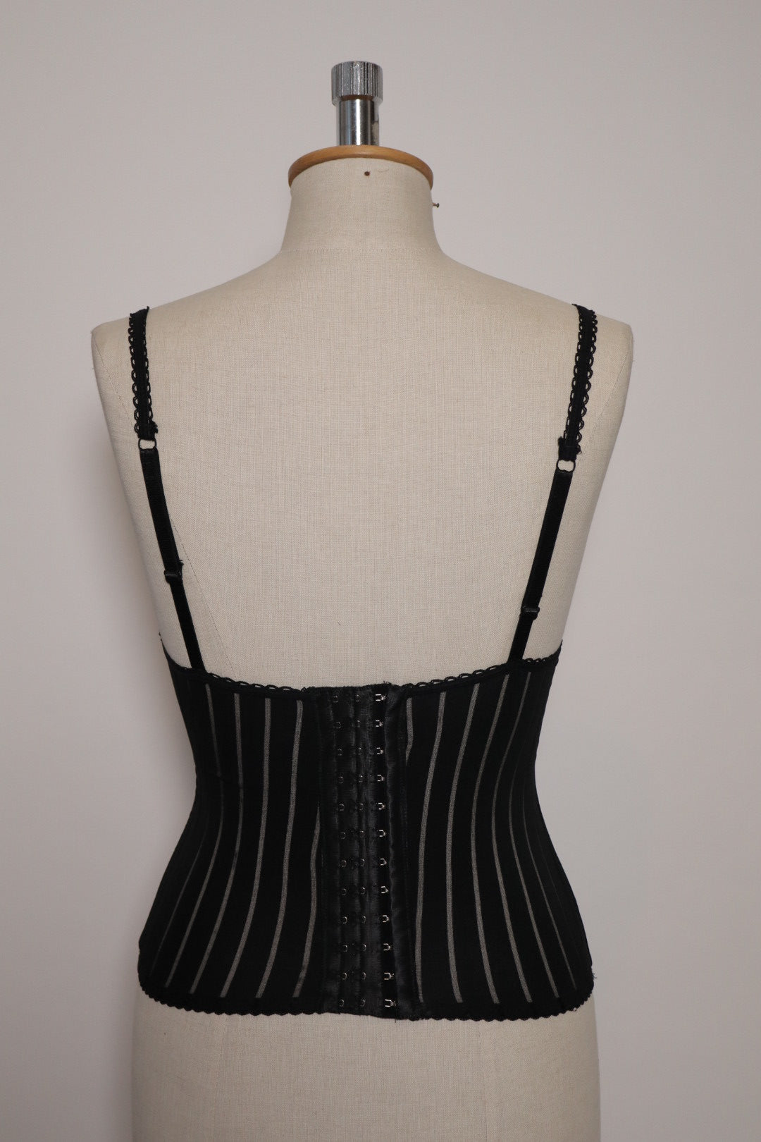 Black striped nineties bustier corset closure size small (cup A)
